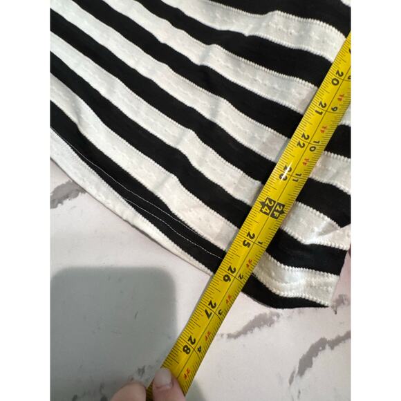 FDJ Women's 3/4 Sleeve Striped Blouse Tie Up  Black White Size Large - Picture 8 of 9